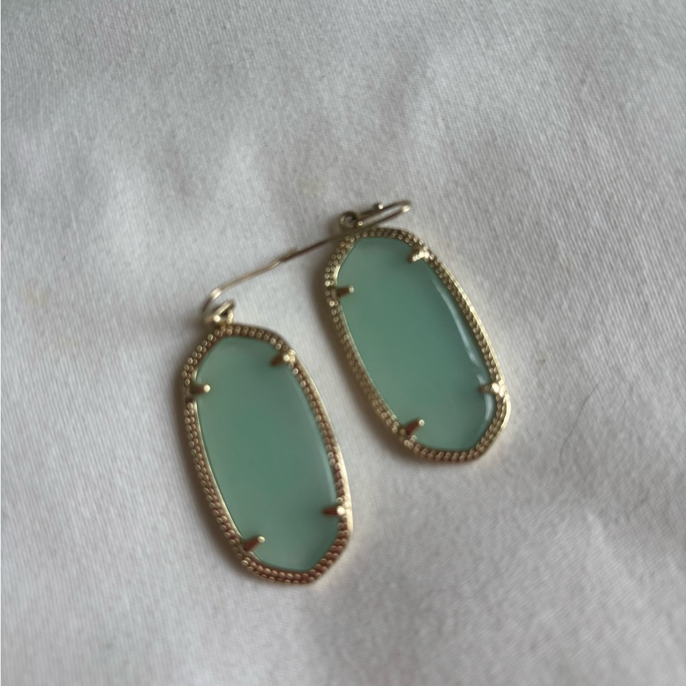 Kendra Scott Green and Gold Drop Earrings
